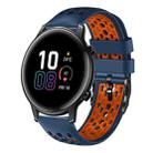 For Honor Magic Watch 2 46mm 22mm Two-Color Breathable Silicone Watch Band(Midnight Blue+Orange) - 1