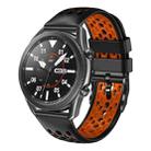 For Samsung Galaxy Watch3 45mm 22mm Two-Color Breathable Silicone Watch Band(Black+Orange) - 1