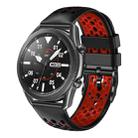 For Samsung Galaxy Watch3 45mm 22mm Two-Color Breathable Silicone Watch Band(Black+Red) - 1