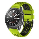 For Samsung Galaxy Watch3 45mm 22mm Two-Color Breathable Silicone Watch Band(Lime+Black) - 1