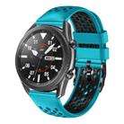 For Samsung Galaxy Watch3 45mm 22mm Two-Color Breathable Silicone Watch Band(Skyblue+Black) - 1