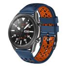 For Samsung Galaxy Watch3 45mm 22mm Two-Color Breathable Silicone Watch Band(Midnight Blue+Orange) - 1