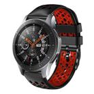 For Samsung Galaxy Watch 46mm 22mm Two-Color Breathable Silicone Watch Band(Black+Red) - 1