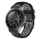 For Samsung Galaxy Watch 46mm 22mm Two-Color Breathable Silicone Watch Band(Black+Grey) - 1