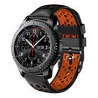 For Samsung Gear S3 Frontier 22mm Two-Color Breathable Silicone Watch Band(Black+Orange) - 1