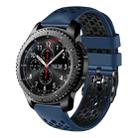 For Samsung Gear S3 Frontier 22mm Two-Color Breathable Silicone Watch Band(Midnight Blue+Black) - 1