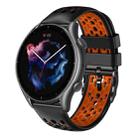 For Amazfit GTR 3 22mm Two-Color Breathable Silicone Watch Band(Black+Orange) - 1