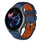 For Amazfit GTR 3 22mm Two-Color Breathable Silicone Watch Band(Midnight Blue+Orange) - 1