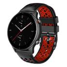 For Amazfit GTR 2e 22mm Two-Color Breathable Silicone Watch Band(Black+Red) - 1