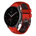For Amazfit GTR 2e 22mm Two-Color Breathable Silicone Watch Band(Red+Black) - 1
