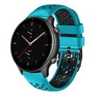 For Amazfit GTR 2e 22mm Two-Color Breathable Silicone Watch Band(Skyblue+Black) - 1