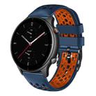 For Amazfit GTR 2e 22mm Two-Color Breathable Silicone Watch Band(Midnight Blue+Orange) - 1