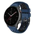 For Amazfit GTR 2e 22mm Two-Color Breathable Silicone Watch Band(Midnight Blue+Black) - 1