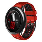 For Amazfit Pace 22mm Two-Color Breathable Silicone Watch Band(Red+Black) - 1