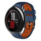 For Amazfit Pace 22mm Two-Color Breathable Silicone Watch Band(Midnight Blue+Orange) - 1