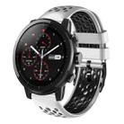 For Amazfit Stratos 22mm Two-Color Breathable Silicone Watch Band(White+Black) - 1
