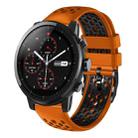 For Amazfit Stratos 22mm Two-Color Breathable Silicone Watch Band(Orange+Black) - 1