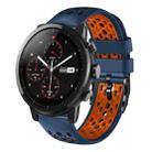 For Amazfit Stratos 22mm Two-Color Breathable Silicone Watch Band(Midnight Blue+Orange) - 1