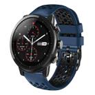 For Amazfit Stratos 22mm Two-Color Breathable Silicone Watch Band(Midnight Blue+Black) - 1