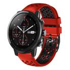 For Amazfit 2 Stratos 22mm Two-Color Breathable Silicone Watch Band(Red+Black) - 1