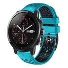 For Amazfit 2 Stratos 22mm Two-Color Breathable Silicone Watch Band(Skyblue+Black) - 1