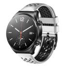 For Xiaomi MI Watch S1 22mm Two-Color Breathable Silicone Watch Band(White+Black) - 1