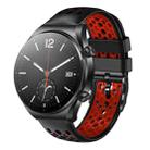 For Xiaomi MI Watch S1 22mm Two-Color Breathable Silicone Watch Band(Black+Red) - 1