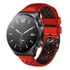 For Xiaomi MI Watch S1 22mm Two-Color Breathable Silicone Watch Band(Red+Black) - 1