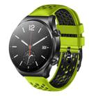 For Xiaomi MI Watch S1 22mm Two-Color Breathable Silicone Watch Band(Lime+Black) - 1