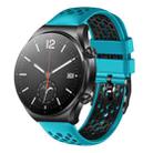 For Xiaomi MI Watch S1 22mm Two-Color Breathable Silicone Watch Band(Skyblue+Black) - 1