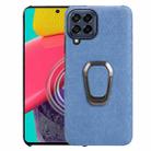 For Samsung Galaxy A22 4G Ring Holder Honeycomb PU Phone Case(Light Blue) - 1