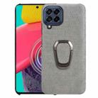 For Samsung Galaxy A22 4G Ring Holder Honeycomb PU Phone Case(Grey) - 1