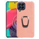 For Samsung Galaxy A22 4G Ring Holder Honeycomb PU Phone Case(Pink) - 1