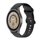 For Samsung Galaxy Watch5 Pro 45mm 20mm Butterfly Buckle Solid Color Silicone Watch Band(Black) - 1