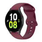 For Samsung Galaxy Watch 5 44mm 20mm Butterfly Buckle Solid Color Silicone Watch Band(Burgundy) - 1