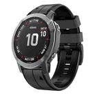 For Garmin Fenix 3 22mm Silicone Sports Two-Color Watch Band(Carbon Ash + Black) - 1