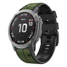 For Garmin Instinct 22mm Silicone Sports Two-Color Watch Band(Amygreen+Black) - 1