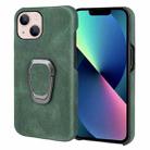 For iPhone 14 Ring Holder PU Phone Case (Dark green) - 1