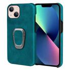 For iPhone 14 Ring Holder PU Phone Case (Cyan) - 1