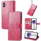 For Nothing Phone 1 Four-leaf Clasp Embossed Buckle Leather Phone Case(Magenta) - 1