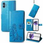 For Nothing Phone 1 Four-leaf Clasp Embossed Buckle Leather Phone Case(Blue) - 1