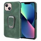 Ring Holder PU Phone Case For iPhone 14 Max(Dark green) - 1