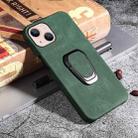 Ring Holder PU Phone Case For iPhone 14 Max(Dark green) - 5