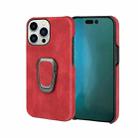 For iPhone 14 Pro Max Ring Holder PU Phone Case (Red) - 1