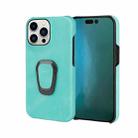 For iPhone 14 Pro Max Ring Holder PU Phone Case (Mint Green) - 1