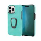 Ring Holder PU Phone Case For iPhone 14 Pro(Mint Green) - 1