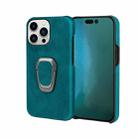 Ring Holder PU Phone Case For iPhone 14 Pro(Cyan) - 1