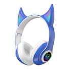 STN25 Devil Ear RGB Light Wireless Music Headset For Children with Mic(Blue) - 1