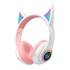 STN25 Devil Ear RGB Light Wireless Music Headset For Children with Mic(White) - 1