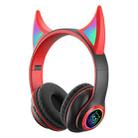 STN25 Devil Ear RGB Light Wireless Music Headset For Children with Mic(Black+Red) - 1